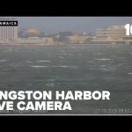Live view of Kingston Harbor, Jamaica, as Hurricane Melissa approaches