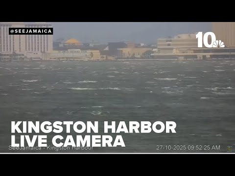 Live view of Kingston Harbor, Jamaica, as Hurricane Melissa approaches